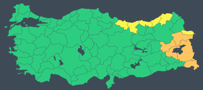 Meteoroloji'den 5 ile "turuncu" 6 ile "sarı" uyarı